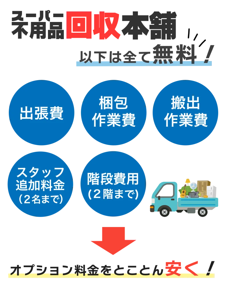 スーパー不用品回本舗なら以下は全て無料